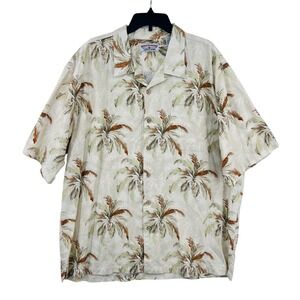 Boca Classics‎ Palm Tree Button Down Mens XXLT Tan Tropical Camp Shirt Beachy